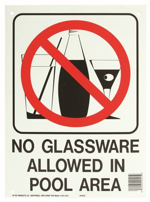 No Glassware Allowed In Pool Sign