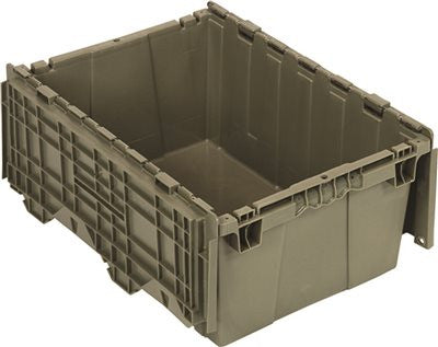 Quantum Storage Systems Attached Lid Distribution Container, 21 In. X 15 In. X 9 In.,gray