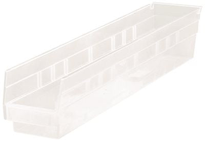 Quantum Storage Systems Economy Shelf Bin, 23-5-8" X 4-1-8" X 4", Clear