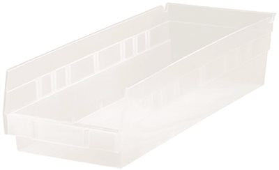 Quantum Storage Systems Economy Shelf Bin, 17-7-8 In. X 8-3-8 In. X 4 In., Clear