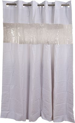 Hookless Shower Curtain With Clear Window White