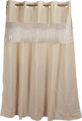 Hookless Shower Curtain With Clear Window Beige