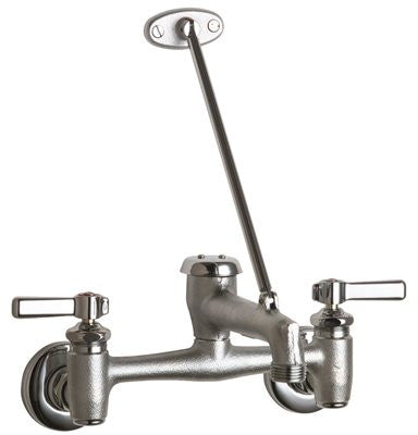 Chicago Faucets&reg; Wall-mounted Mop Sink Faucet With Adjustable Centers, Rough Chrome, Lever Handles