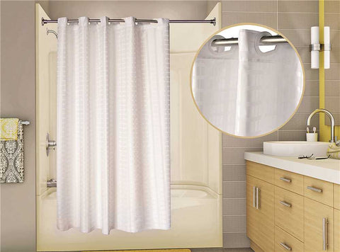 Wingints Prehook&reg; Tracks Shower Curtain, Heavy Weight 150 Denier Nylon, 71 In. X 74 In., White