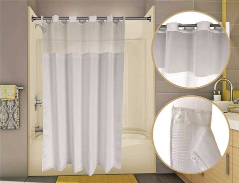 Wingints Prehook&reg; Waffle Duet Shower Curtain With Snap Out Liner And Voile Window, 71 In. X 74 In., White