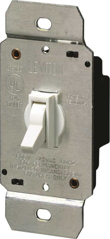 Leviton Toggle Light Dimmer, 600 Watt, 120 Volt, 3 Way, White