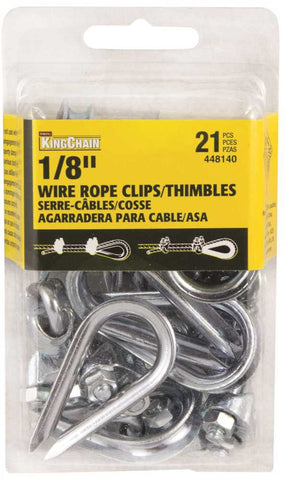 Wire Rope Clips And Thimbles Set, 1-8 In.