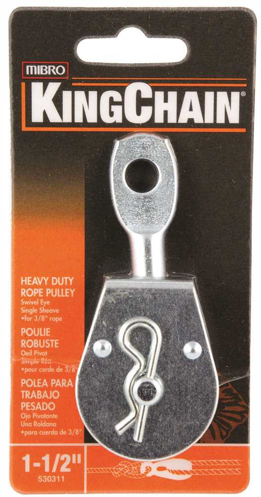 Heavy Duty Pulley, Single Sheave With Swivel Eye, Zinc, 1-1-2 In., 1 Per Card