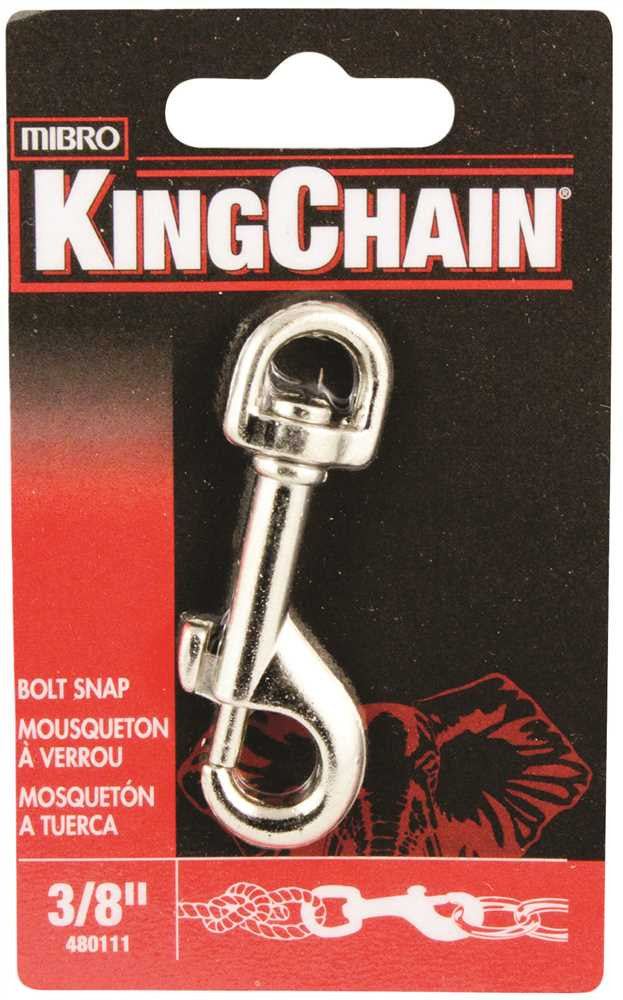 Bolt Snap With Round Swivel, Nickel Plated, 3-8 In., 1 Per Card