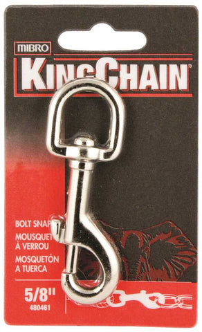 Bolt Snap With Round Swivel, Nickel Plated, 5-8 In., 1 Per Card