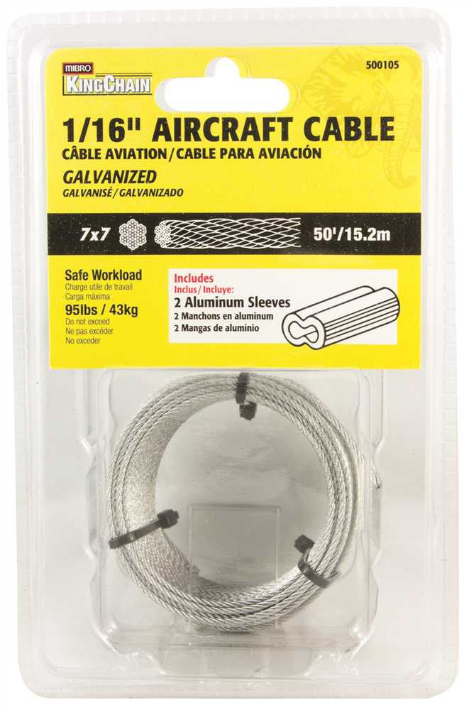 7x7 Aircraft Cable, Galvanized, 1-16 In. X 50 Ft.