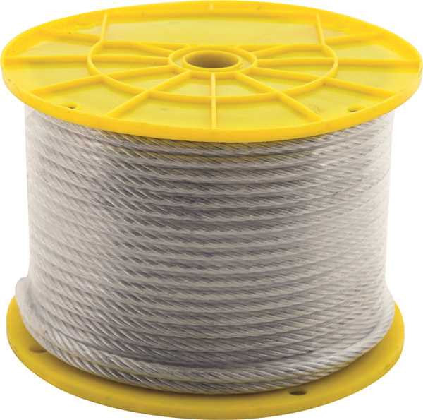 7x7 Aircraft Cable, Pvc Coated, 1-8" X 3-16" X 250'