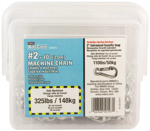 Machine Chain, Straight Link, Zinc, 5-32 In. X 10 Ft.