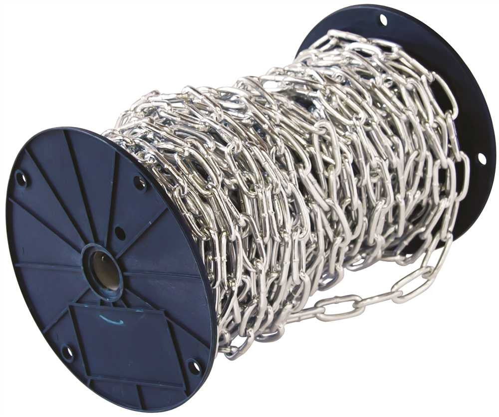 Coil Chain Straight Link, Zinc, 2-0 X 98 Ft.