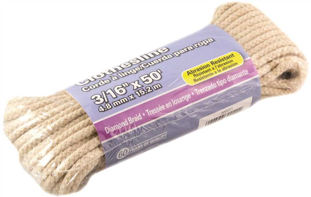 Polyester-cotton Diamond Braided Clothesline, 3-16 In. X 50 Ft.