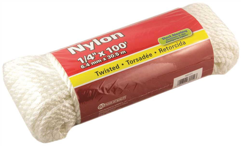 Nylon Twisted Rope, White, 1-4 In. X 100 Ft.