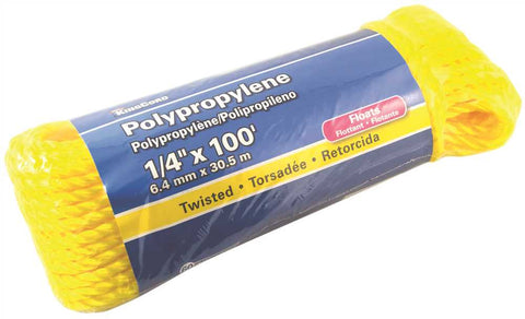 Polypropylene Twisted, Yellow, 1-4 In. X 100 Ft.