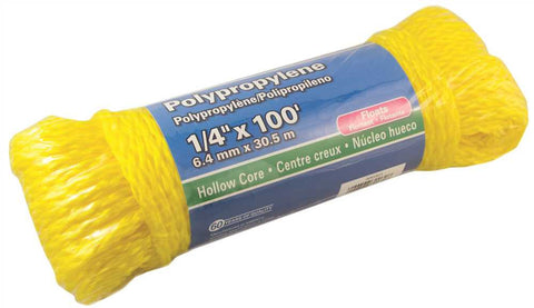 Polypropylene Hollow Core, Yellow, 1-4 In. X 100 Ft.