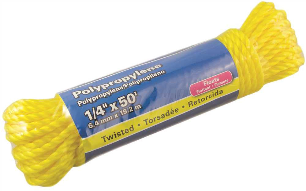 Polypropylene Twisted, Yellow, 1-4 In. X 50 Ft.