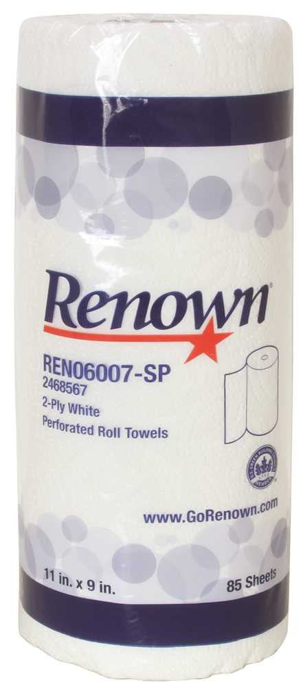 Renown&reg; Kitchen Towel Superior Quality Bright White 2-ply 85 Sheets, 30 Rolls Per Case Leed Approved