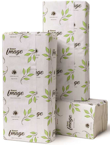 Renown&reg; Image Center-fold Towel Luxury Fabric 10.13" X 13" Bright White 16 Packs Per Case