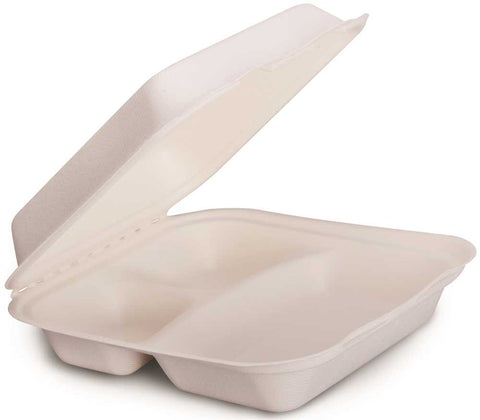 Renown&reg; Select Food Container Hinged 3-compartment 9" X 9" Compostable 250 Per Case