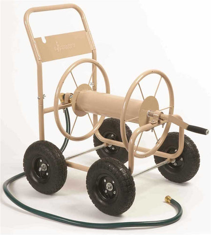 Liberty Garden Industrial Hose Reel Cart, 4 Wheel, 300 Ft., Tan