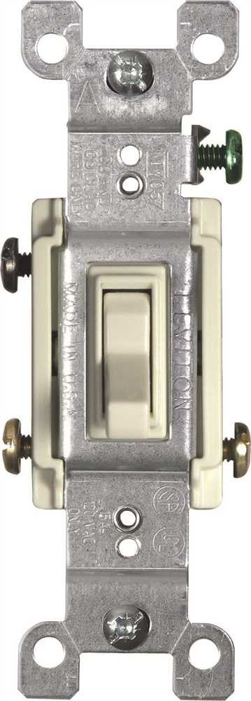 Leviton&reg; 3-way Residential Grade Ac Quiet Toggle Switch, Light Almond, 120 Volts, 15 Amps