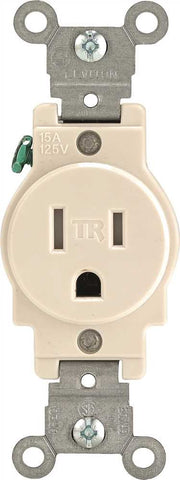 Leviton&reg; 2-pole Commercial Grade Tamper-resistant Single Receptacle, Light Almond, Nema 5-15r, 125 Volts, 15 Amps