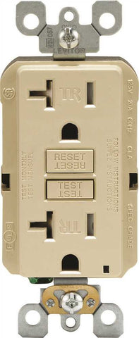 Leviton Smartlockpro Slim Tamper-resistant Duplex Gfci Receptacle With Wallplate, Nema 5-20r, 125 Volt, 20 Amp, Light Almond