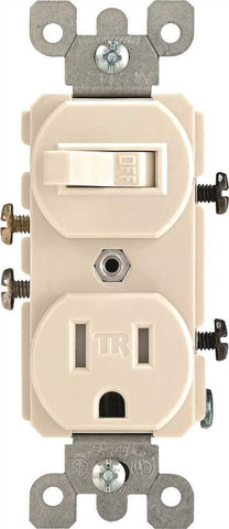 Leviton Tamper-resistant Combination Toggle Switch And Receptacle, Commercial Grade, 120 Volt, 15 Amp, Light Almond