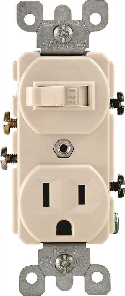 Leviton Combination Toggle Switch And Receptacle, Commercial Grade, 120 Volt, 15 Amp, Light Almond