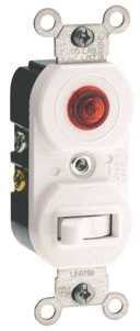 Leviton&reg; 1-pole Commercial Grade Ac Combination Toggle Switch And Neon Pilot Light, Light Almond, 120 Volts, 15 Amps