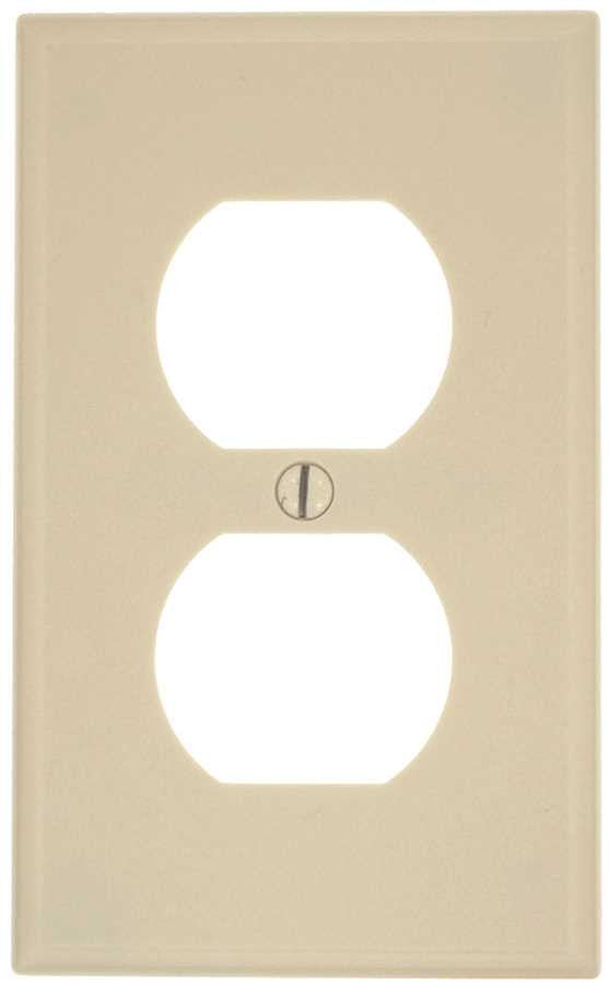 Leviton Duplex Receptacle Wallplate, 1-gang, Standard, Light Almond