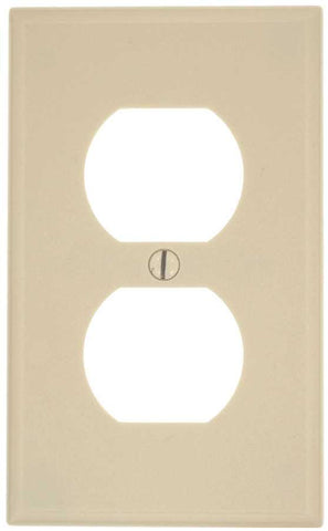 Leviton Duplex Receptacle Wallplate, 1-gang, Standard, Light Almond