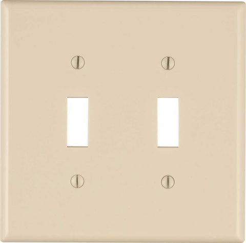 Leviton Toggle Switch Wallplate, 2-gang, Midway Size, Light Almond