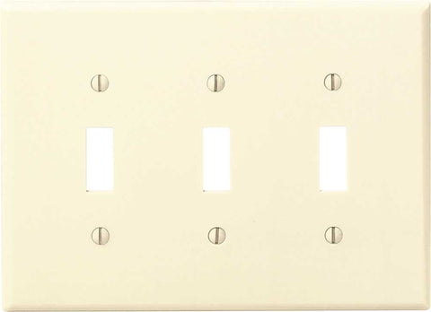 Leviton Toggle Switch Wallplate, 3-gang, Midway Size, Light Almond