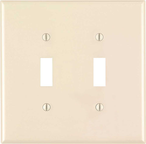 Leviton Toggle Switch Wallplate, 2-gang, Midway Size, Light Almond