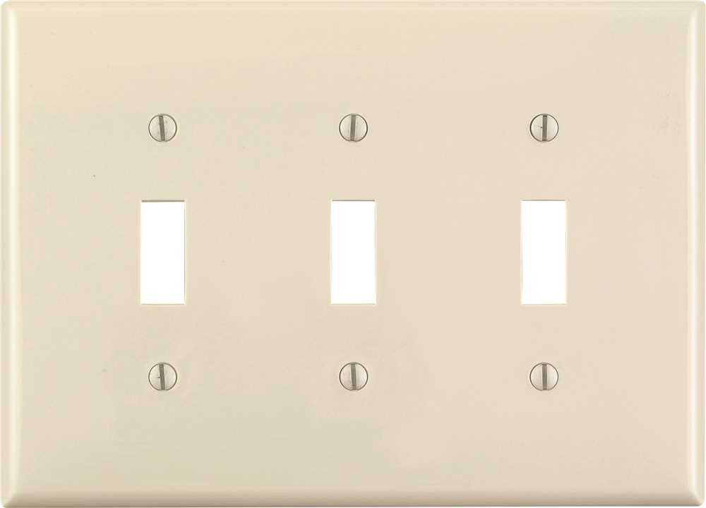 Leviton Toggle Switch Wallplate, 3-gang, Midway Size, Light Almond