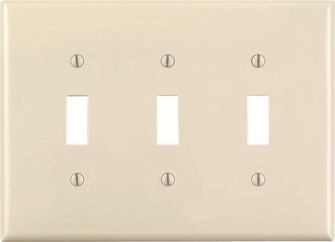 Leviton Toggle Switch Wallplate, 3-gang, Midway Size, Light Almond