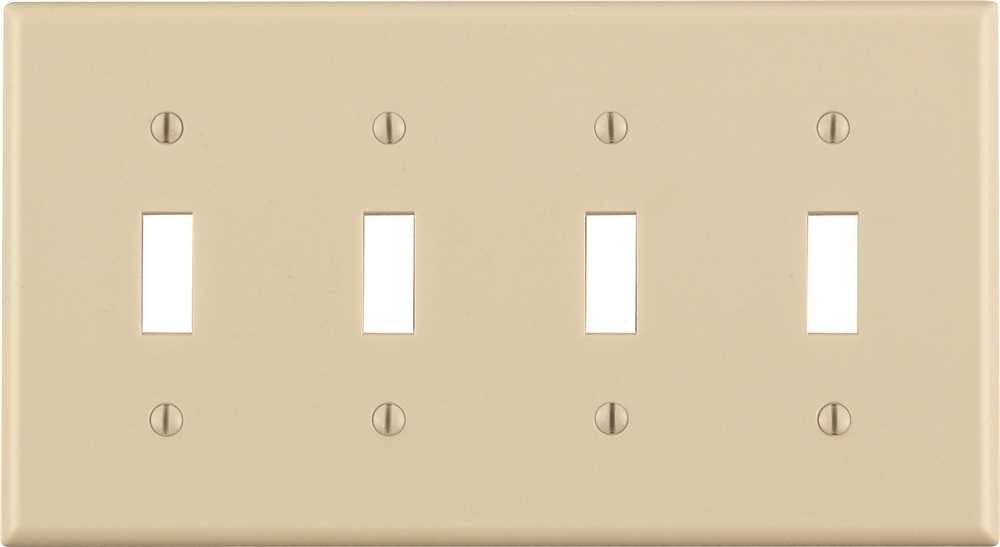 Leviton Toggle Switch Wallplate, 4-gang, Standard, Light Almond