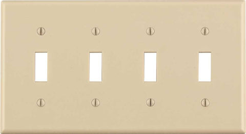 Leviton Toggle Switch Wallplate, 4-gang, Standard, Light Almond