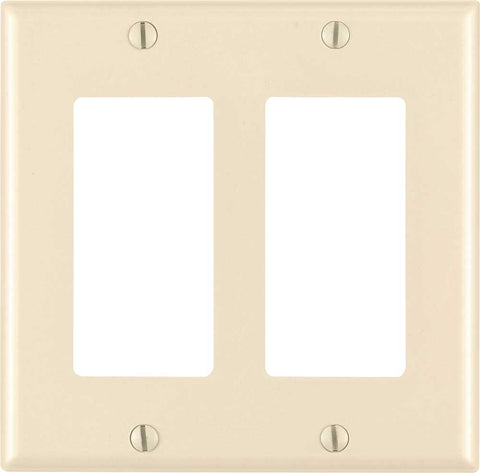 Leviton Decora Rocker Switch Wallplate, 2-gang, Standard, Light Almond