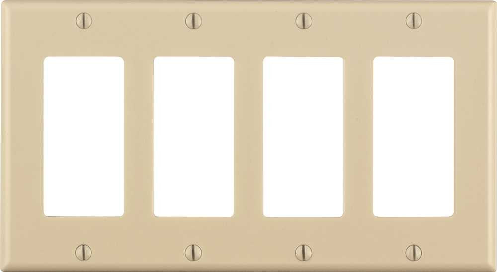 Leviton Decora Rocker Switch Wallplate, 4-gang, Standard, Light Almond