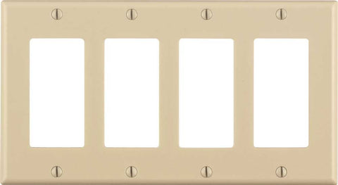 Leviton Decora Rocker Switch Wallplate, 4-gang, Standard, Light Almond