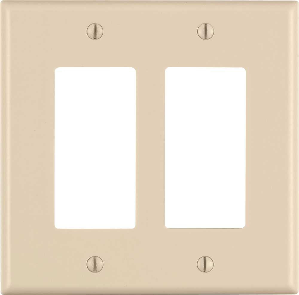 Leviton Decora Rocker Switch Wallplate, 2-gang, Midway, Light Almond