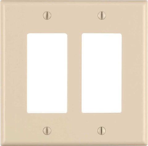 Leviton Decora Rocker Switch Wallplate, 2-gang, Midway, Light Almond