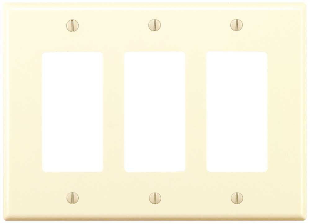 Leviton Decora Rocker Switch Wallplate, 3-gang, Midway, Light Almond