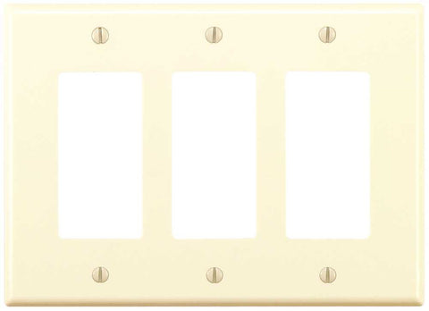 Leviton Decora Rocker Switch Wallplate, 3-gang, Midway, Light Almond