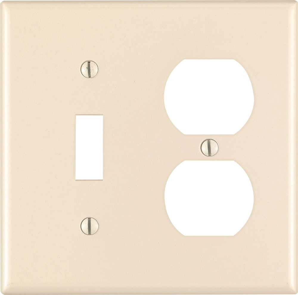 Leviton Toggle Switch And Duplex Wallplate, 2-gang, Standard, Light Almond